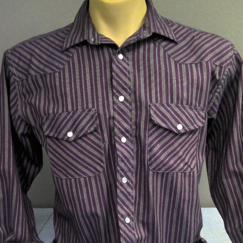 Vintage Sunweave Western Shirt Pearl Snap Long Sleeve Maroon Men's Large